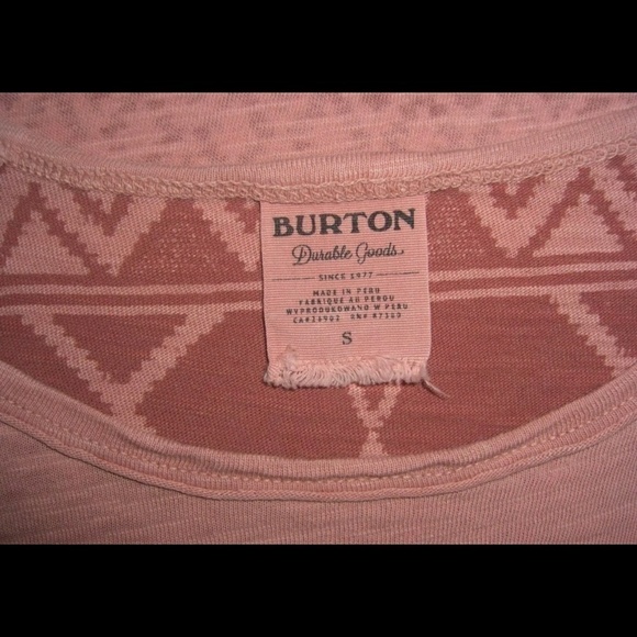Burton Sports Goods Pink Aztec Raglan Shirt NWT S - Picture 5 of 7